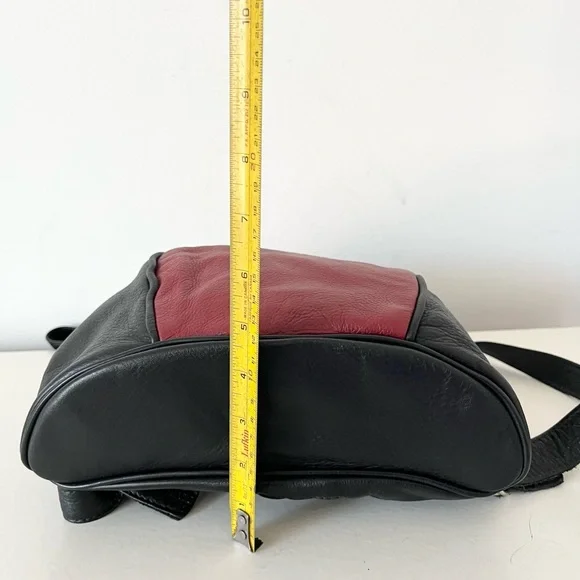 Anita Jackel Natural Leather Sling Turtle Backpack Red Black Canadian Made - Picture 6 of 11